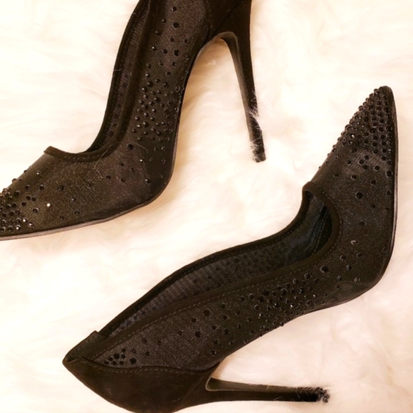 Brand New Sexy Black Crystal Mesh Heels - Picture 1 of 1